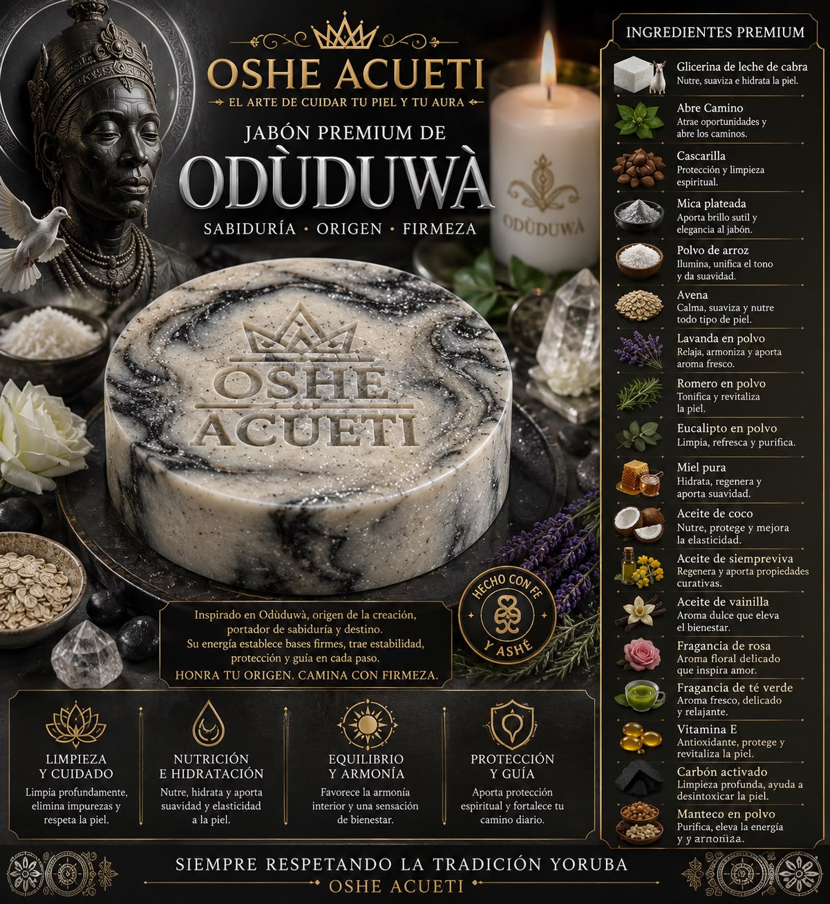 Jabon Premium de Oduduwa de OSHE ACUETI