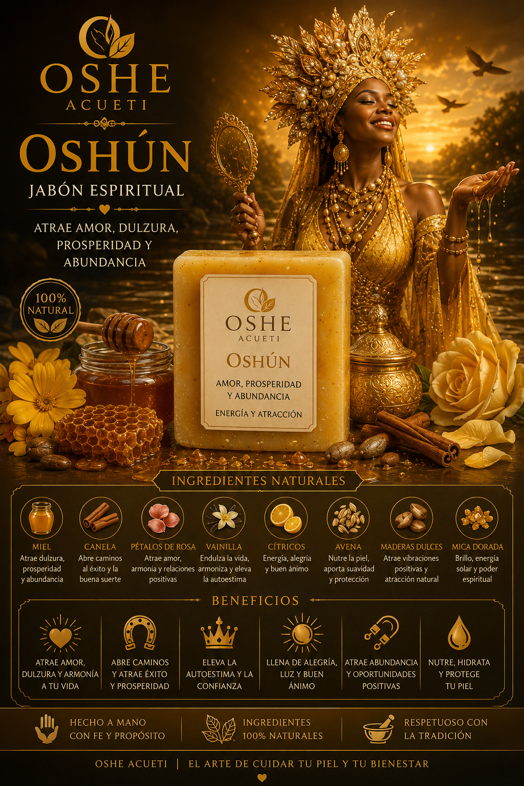 Jabon espiritual OSHE ACUETI Oshun amor prosperidad y armonia