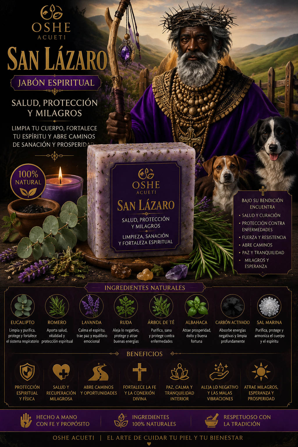 Jabon espiritual OSHE ACUETI San Lazaro salud proteccion bienestar