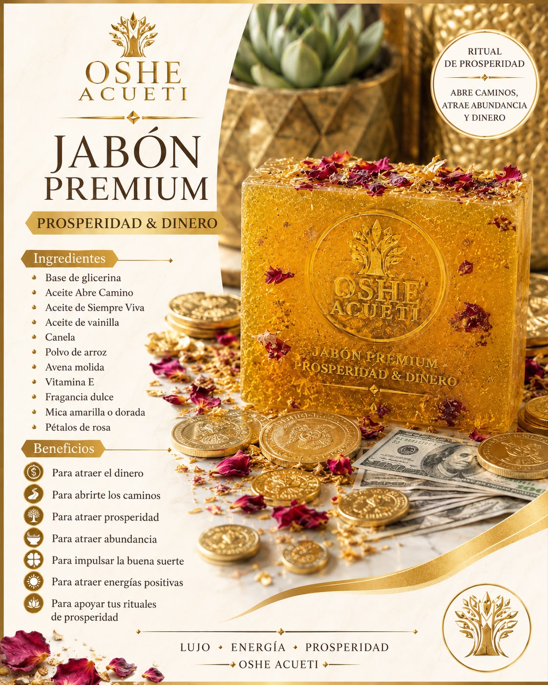 Jabón Premium Prosperidad y Dinero de OSHE ACUETI